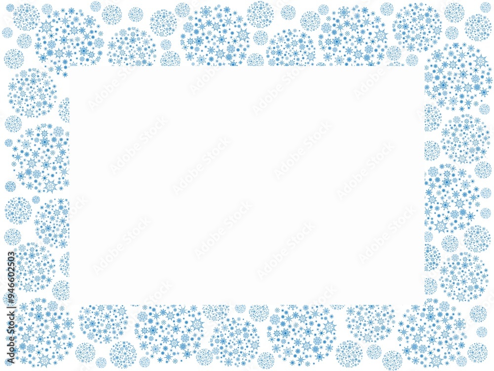 Hand drawn blue winter christmas frames design set snowflakes doodle style drawing. White background. Hand drawn blue winter christmas frames design set snowflakes doodle style drawing. White background.