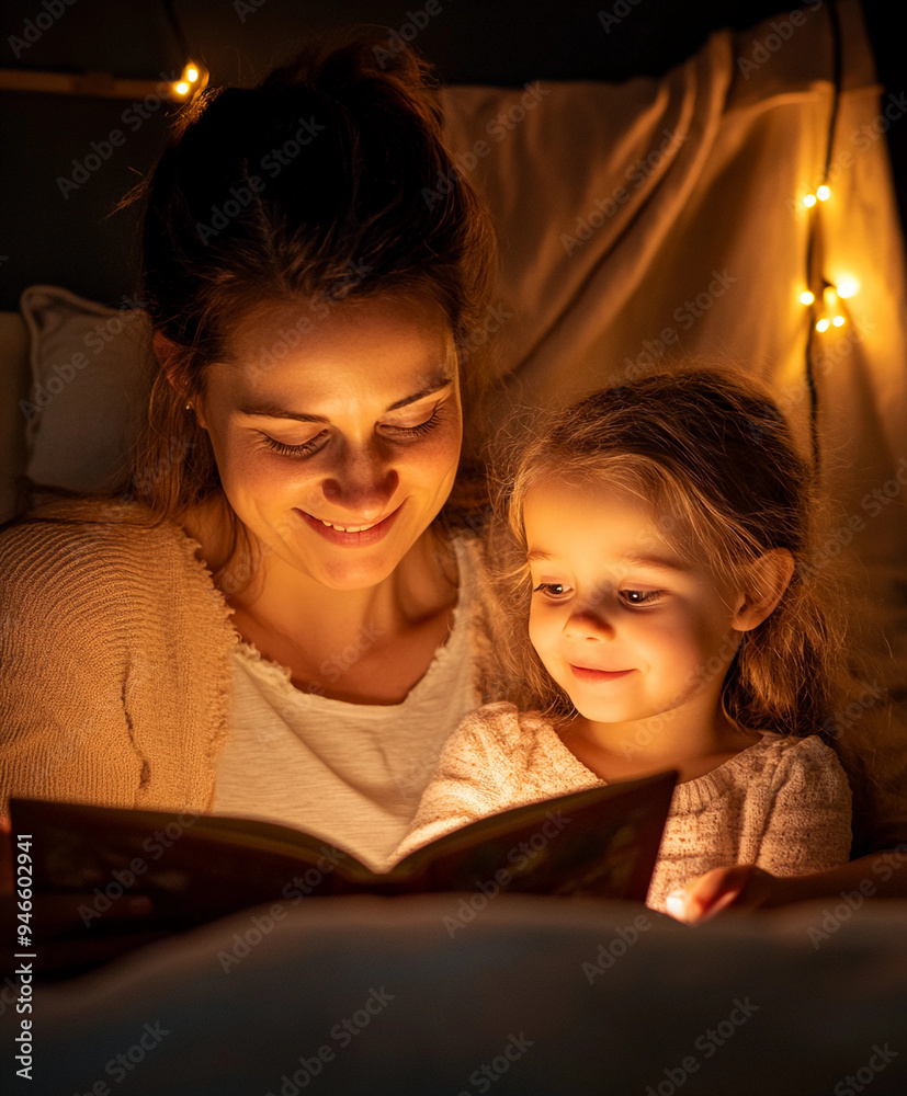 adoptive mother reading a bedtime story to her young adopted daughter adoptive mother reading a bedtime story to her young adopted daughter