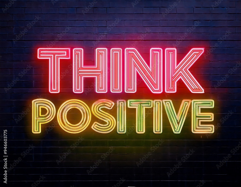 Fototapeta premium vector realistic neon sign positive logo designed template decoration
