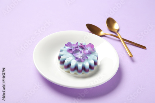 Plate of panna cotta with b...