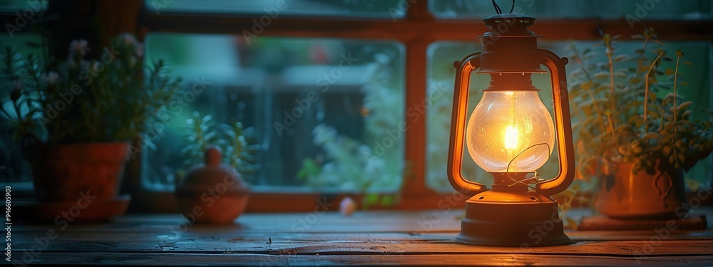 kerosene lamp on the table at night Close-up Copy space kerosene lamp on the table at night Close-up Copy space