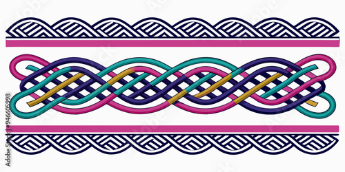 Braided Borders Knitted Ornaments & Decorative Ropes vector 