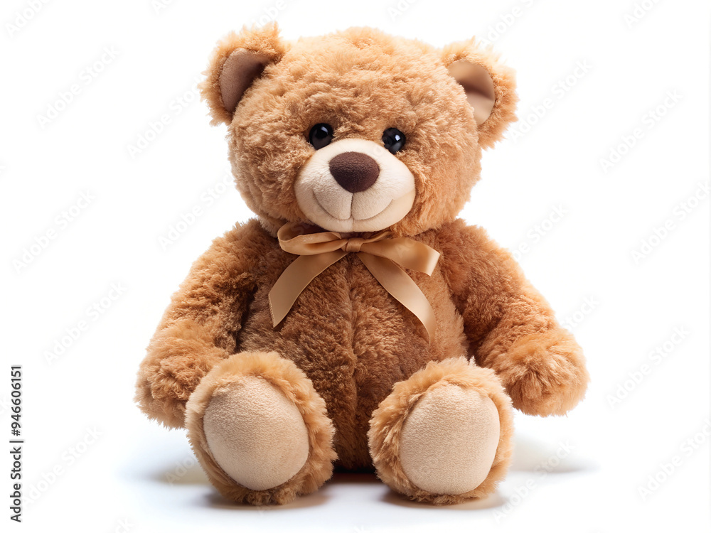 cute brown teddy bear with a small bow, isolated on a white background cute brown teddy bear with a small bow, isolated on a white background