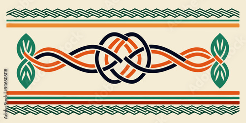 Braided Borders Knitted Ornaments & Decorative Ropes vector 