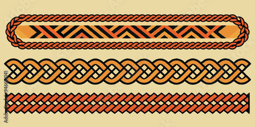 Braided Borders Knitted Ornaments & Decorative Ropes vector 