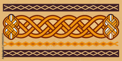 Braided Borders Knitted Ornaments & Decorative Ropes vector 