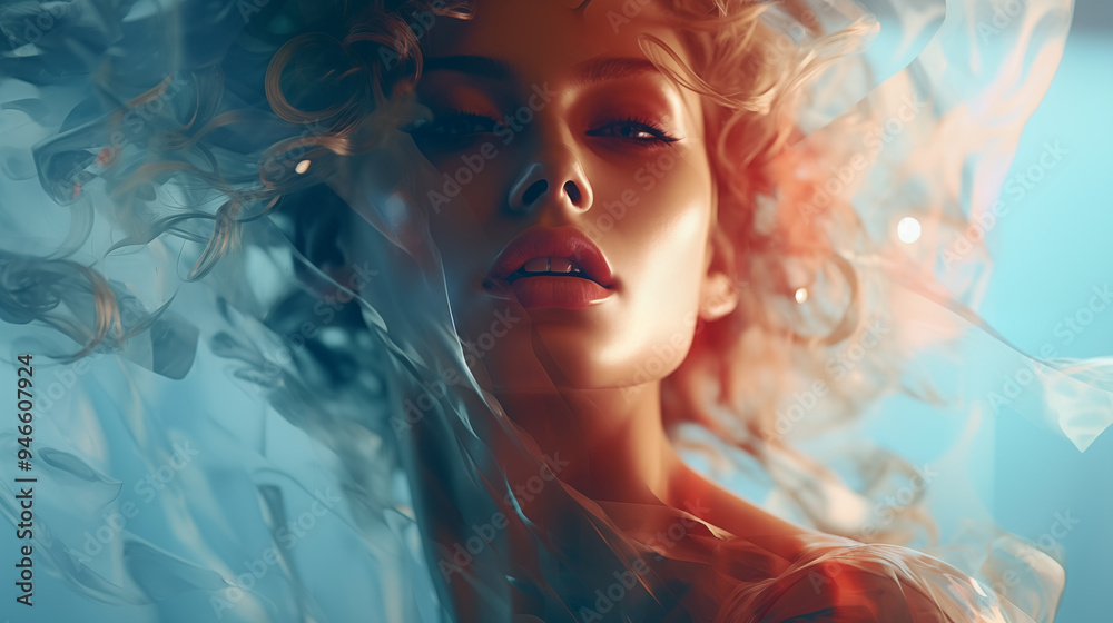 Portrait of a beautiful woman, smoke rape and other artistic effects Portrait of a beautiful woman, smoke rape and other artistic effects