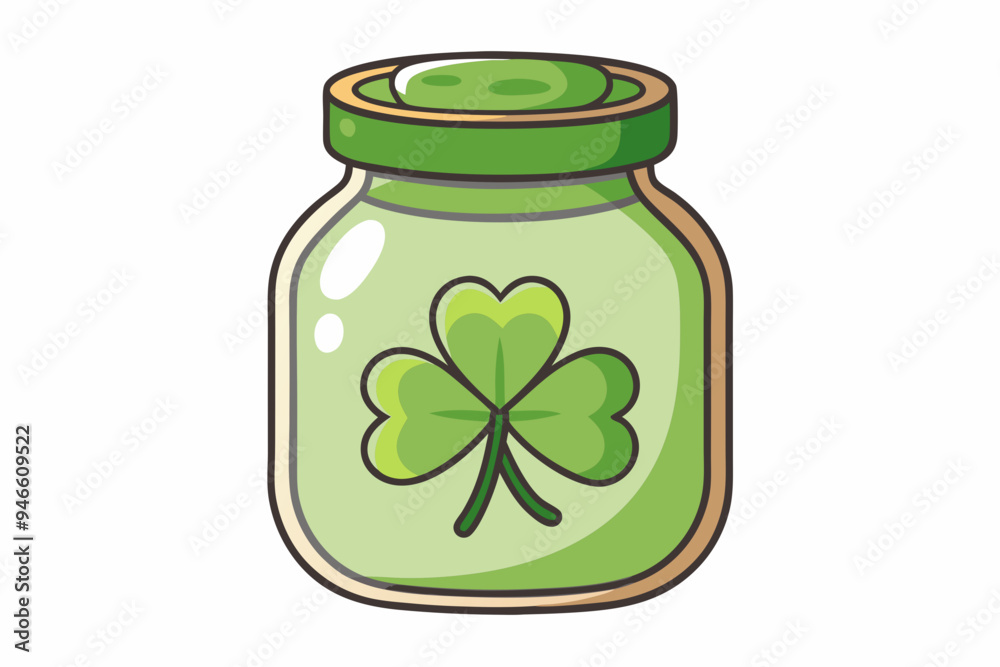 Jar of clover, Patrick's day, watercolor clipart illustration with isolated background.
Jar of clover, Patrick's day, watercolor clipart illustration with isolated background.