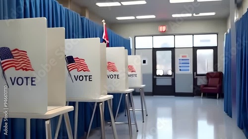 Voting Booths Set Up in a School Gymnasium