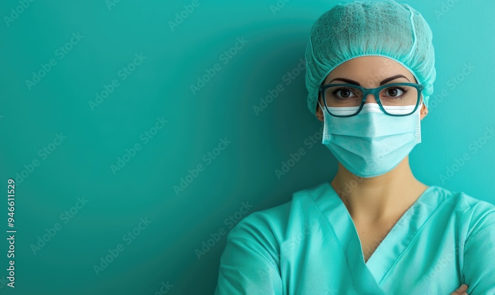 Nurse Professional Photoshoot with Green Medical Background Nurse Professional Photoshoot with Green Medical Background