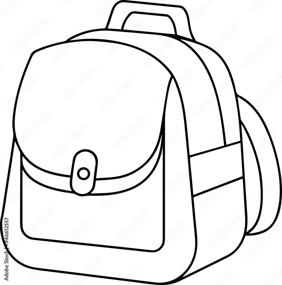 illustration of a bag, outline, line art illustration of a bag, outline, line art