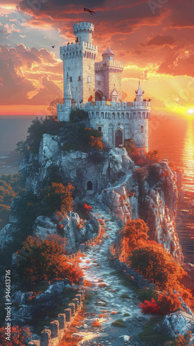 Swallow nest castle at the sunrise
