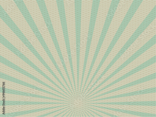 A simple empty background with turquoise rays in all directions. Minimalistic design of an advertising offer. Calm design.