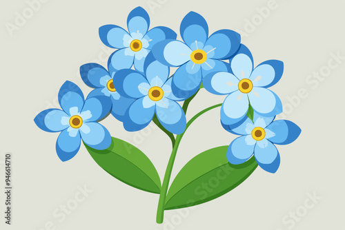 Forget me not flower clipart, isolated vector illustration.

