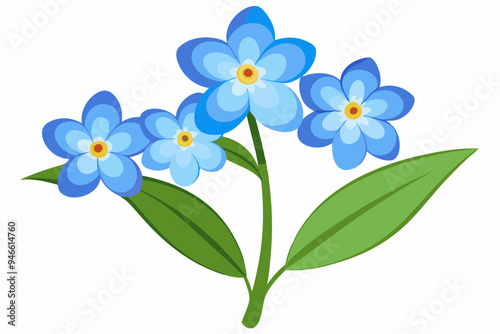 Forget me not flower clipart, isolated vector illustration.
