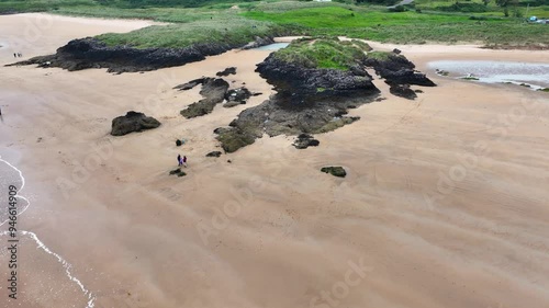 Aerial View of the picturesque Portsalon Beach Ballymastocker Beach in County Donegal Ireland  photo