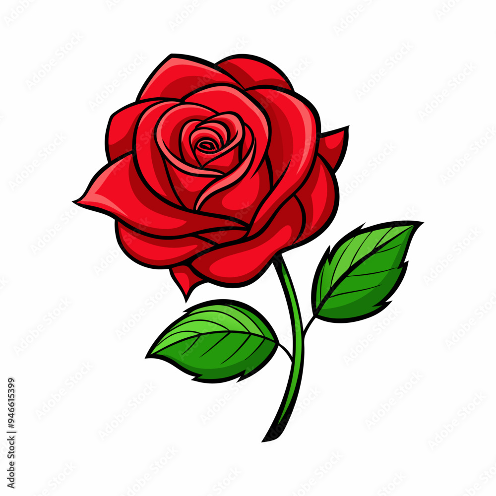 red rose with leaves vector illustration red rose with leaves vector illustration