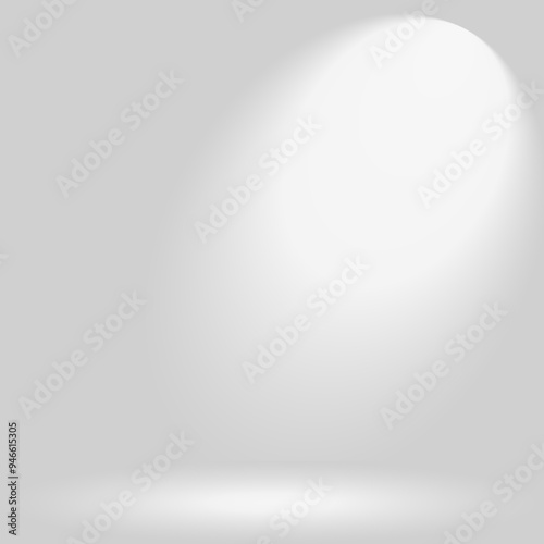 Clean White Gradient Background for Product Photography, Ideal for Modern Designs and Minimalist Aesthetics. Empty Pedestal Background with Soft Spotlight