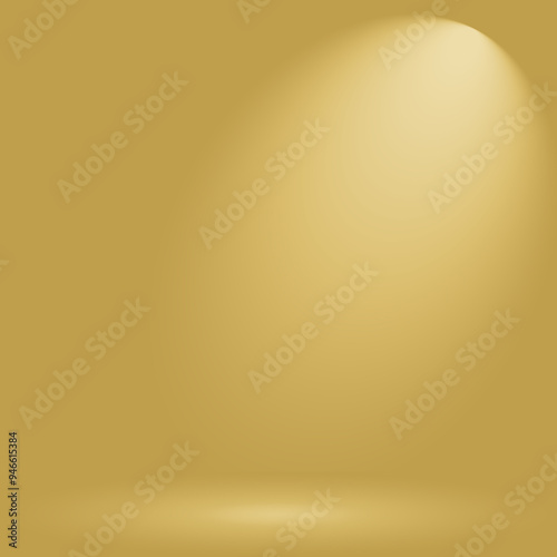 Golden Gradient Background for Product Photography, Ideal for Modern Designs and Luxury Brands. Empty Pedestal Background with Soft Spotlight