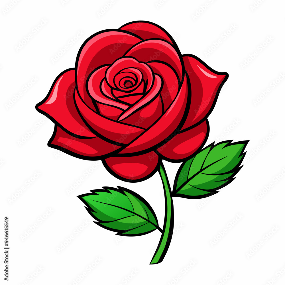 red rose with leaves vector illustration red rose with leaves vector illustration