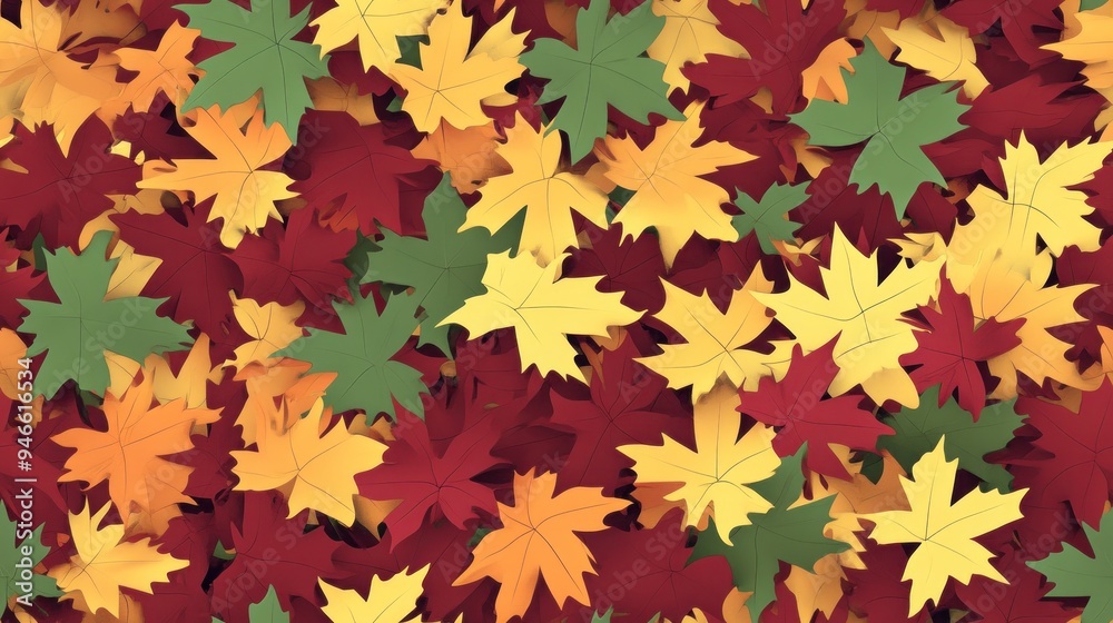 Autumn leaves in shades of red, yellow, and green Autumn leaves in shades of red, yellow, and green