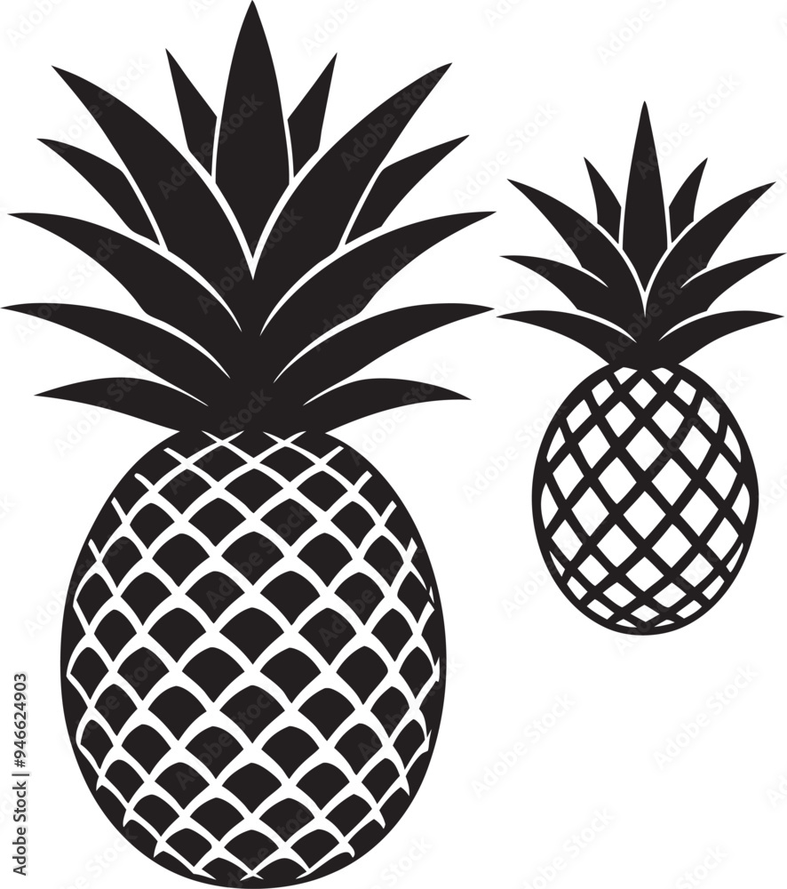 Obraz premium Pineapple silhouette vector illustration isolated white background