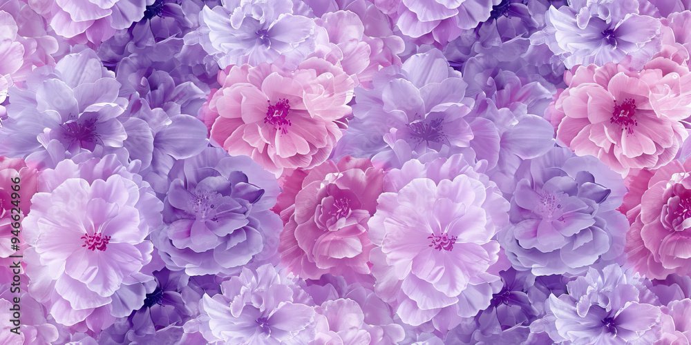 A patterned wallpaper with a abstract floral design in shades of purple and pink, giving a modern twist to a girly bedroom. A patterned wallpaper with a abstract floral design in shades of purple and pink, giving a modern twist to a girly bedroom.