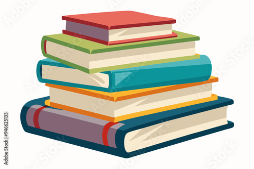 Stack of books watercolor clipart illustration with isolated background
