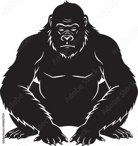 A gorilla silhouette vector on white background