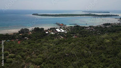 aerial panoramic view of the Island of Karimunjawa and Islands surrounded during low tied season - Indonesia photo