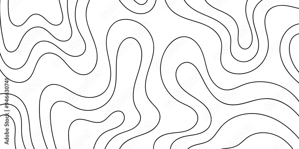 Fototapeta premium Abstract black lines pattern. Hand drawn topography concept on white background. Vector illustration