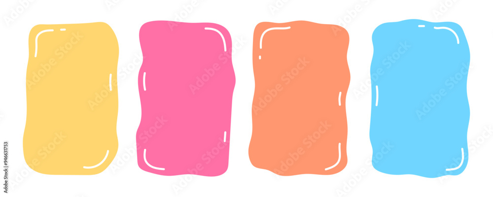 Collection of hand drawn blank quote templates. Colorful empty speech bubbles. Vector illustration on a white background