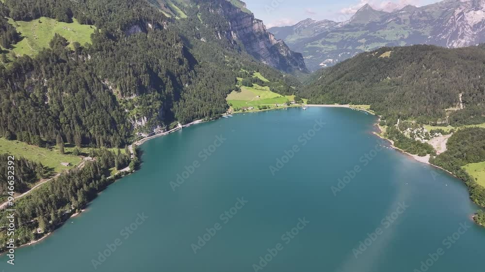 Drone Crater lake of Klöntalersee Klöntal, Vorderglärnisch, Kanton Glarus, Schweiz drone view Klöntalersee Klöntal, Vorderglärnisch, Kanton Glarus, Schweiz Drone Crater lake of Klöntalersee Klöntal, Vorderglärnisch, Kanton Glarus, Schweiz drone view Klöntalersee Klöntal, Vorderglärnisch, Kanton Glarus, Schweiz