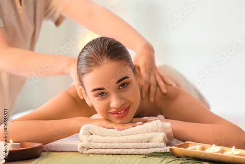 Pretty young woman having m...