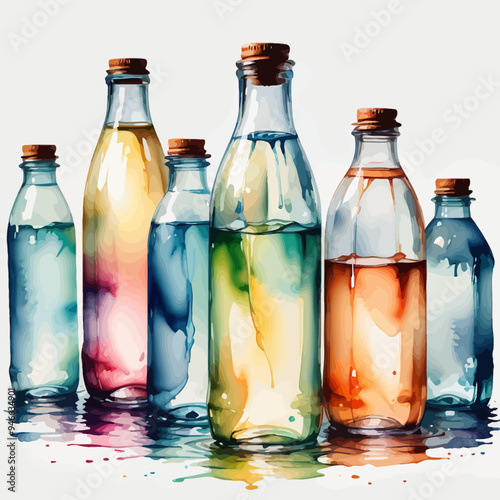 Bottle Ilustration Painting Background Very Cool