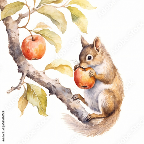 Eichhörnchen isst Apfel Obst Frucht Essen