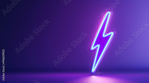 Glowing electric bolt with neon blue and white