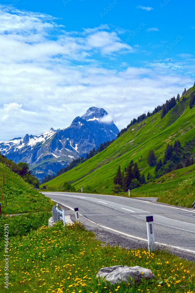 Naklejka premium Der Hochtannbergpass in Vorarlberg 