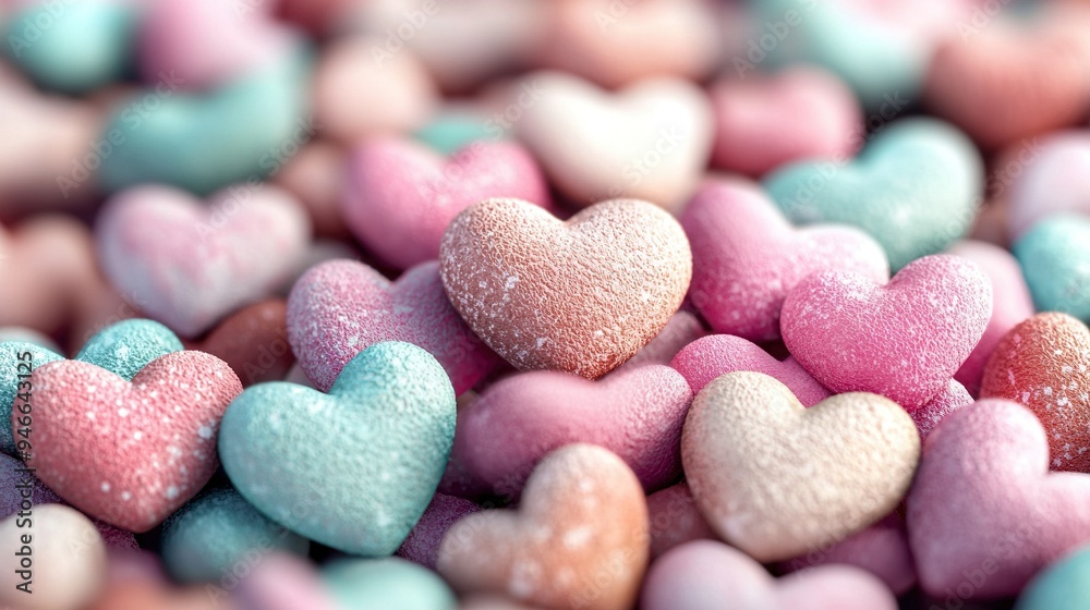 A mound of heart-shaped candies atop another mound of heart-shaped candies, which is in turn stacked atop yet another mound of heart-shaped cand A mound of heart-shaped candies atop another mound of heart-shaped candies, which is in turn stacked atop yet another mound of heart-shaped cand