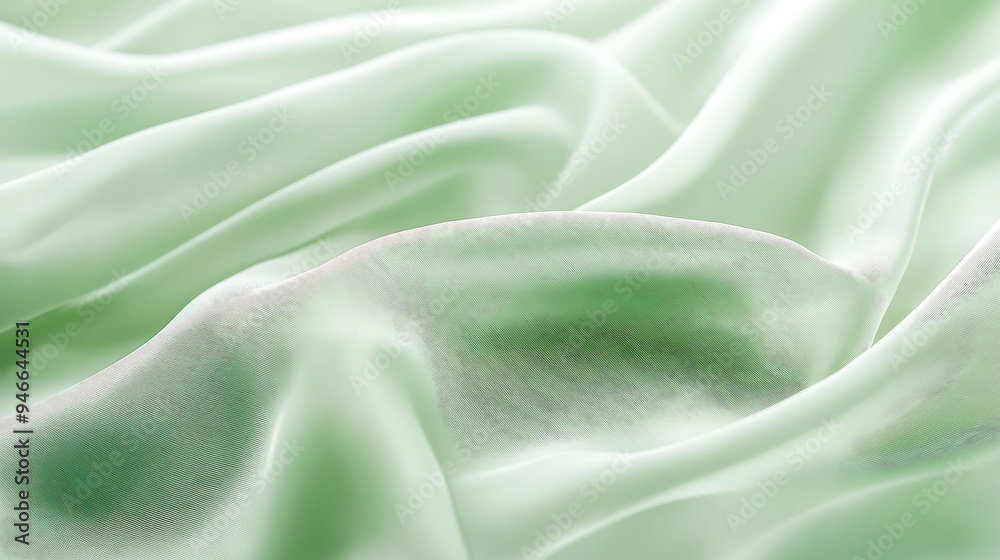 A light green, soft fabric which is a simple and elegant design. The material has a smooth texture that appears to be delicate and semi-transparent A light green, soft fabric which is a simple and elegant design. The material has a smooth texture that appears to be delicate and semi-transparent