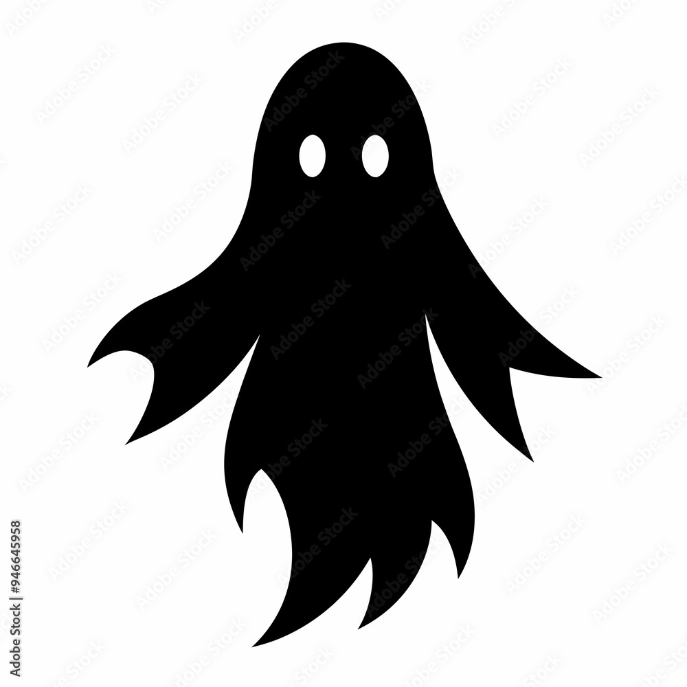 Halloween Ghost Silhouette Black Vector Halloween Ghost Silhouette Black Vector