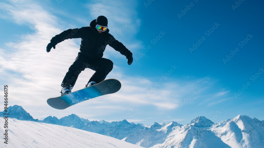 Snowboarder mid-air losing balance while attempting a trick snowy mountains in the background dramatic tumble about to happen vibrant winter colors Snowboarder mid-air losing balance while attempting a trick snowy mountains in the background dramatic tumble about to happen vibrant winter colors