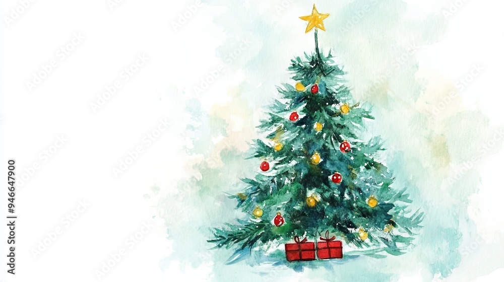 Fototapeta premium Christmas tree watercolor