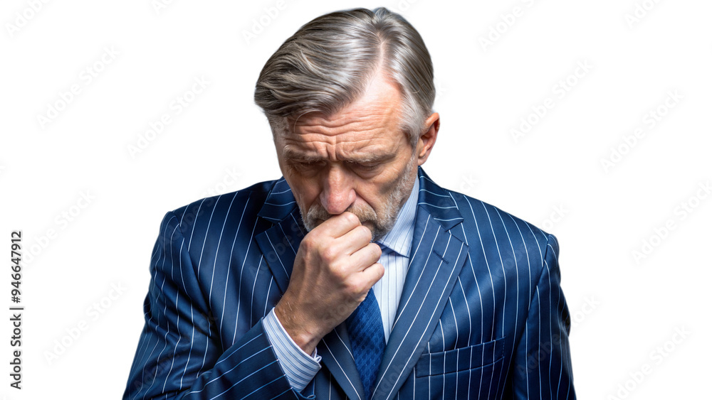 Thoughtful Businessman in Formal Suit Pondering Decisions Thoughtful Businessman in Formal Suit Pondering Decisions