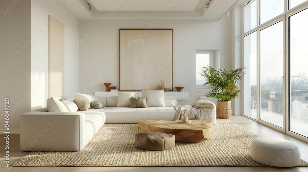 Fototapeta premium modern minimalist home interior with clean lines and neutral colors 3d rendering