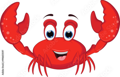 vector illustration of a crab happy