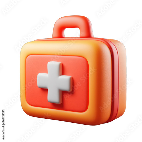 Colorful first aid kit for emergency medical supplies, designed for safety and convenience in any situation. transparent background