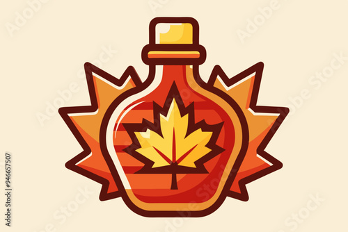 Maple syrup clipart, isolated vector illustration.
