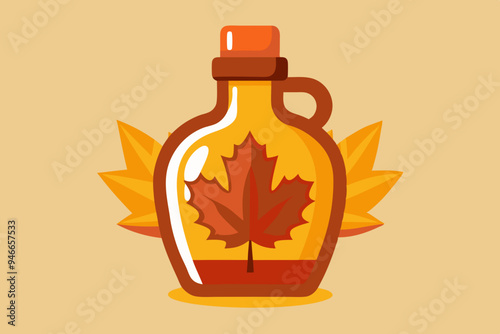 Maple syrup clipart, isolated vector illustration.
