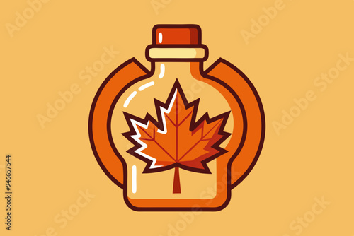 Maple syrup clipart, isolated vector illustration.
